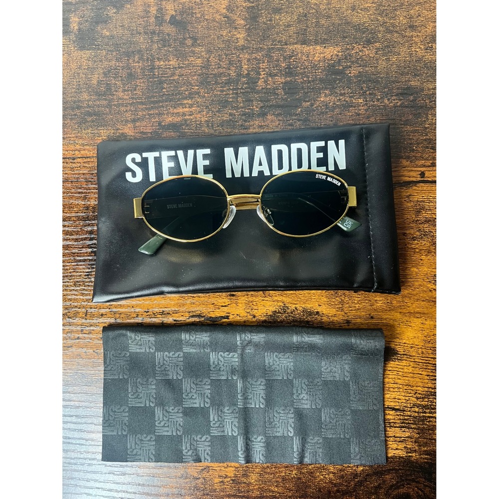 Steve Madden Mystie Womens Oval Gold Tone Frame Sunglasses 90s Y2K‎ Retro